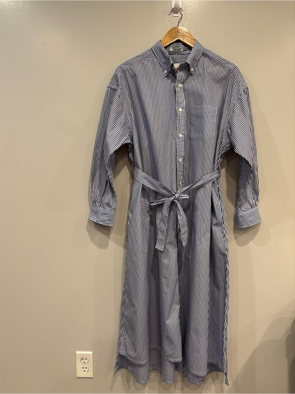 Engineered Garments Banded Painter  Dress Striped Button-Up - Blue & White Sz 2